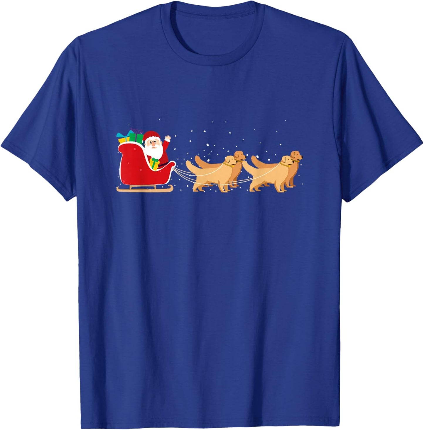 Golden Retriever Santa Christmas Sleigh Funny Labrador Xmas T-Shirt - T-Shirt | Royal