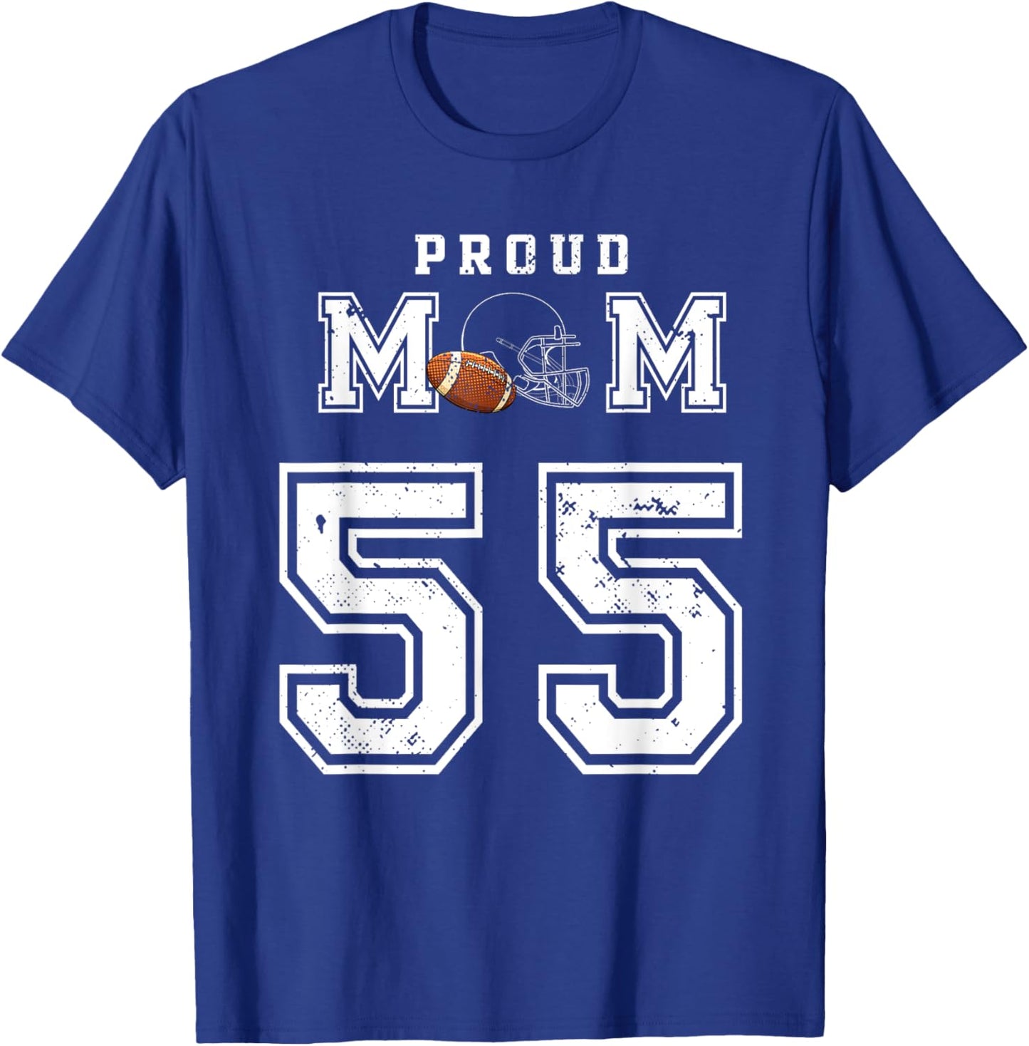 Custom Proud Football Mom Number 55 Personalized T-Shirt - T-Shirt | Royal