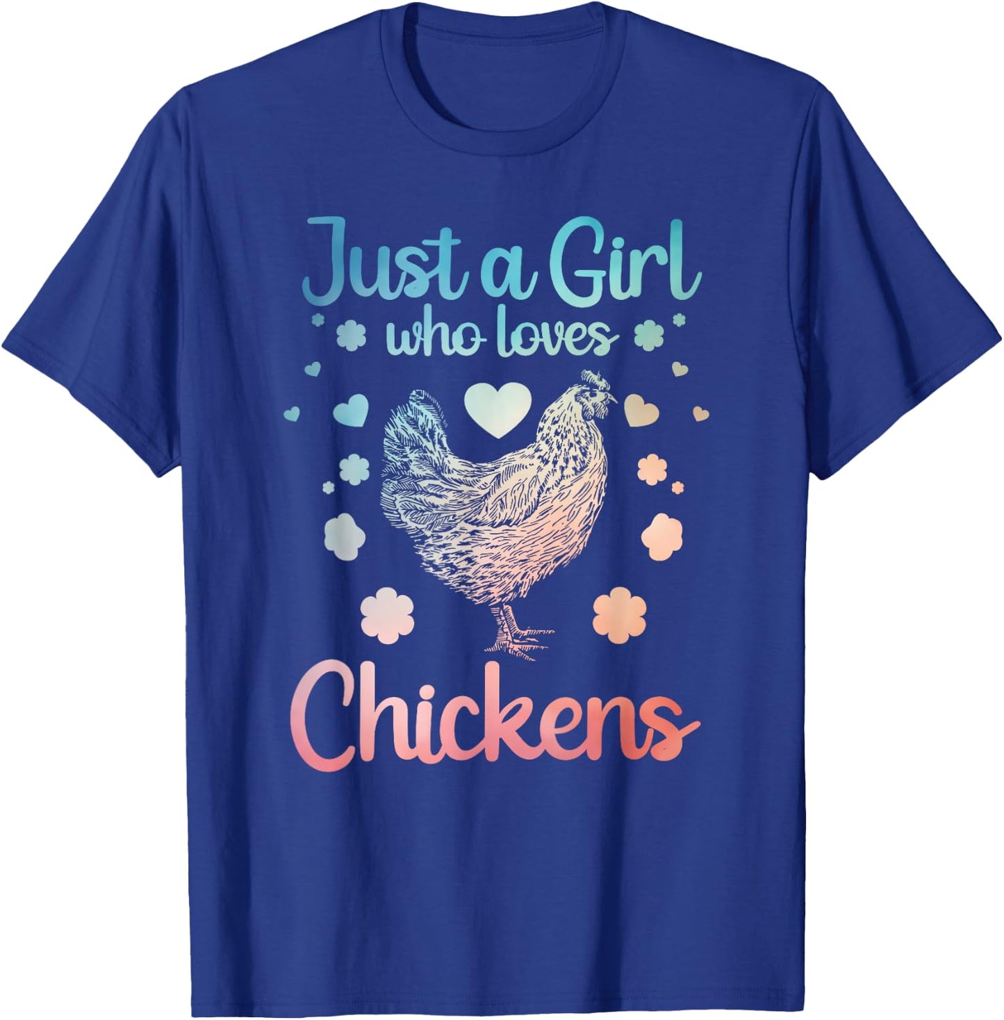 Funny Girl Chicken Design For Kids Women Mom Chicken Lover T-Shirt - T-Shirt | Royal