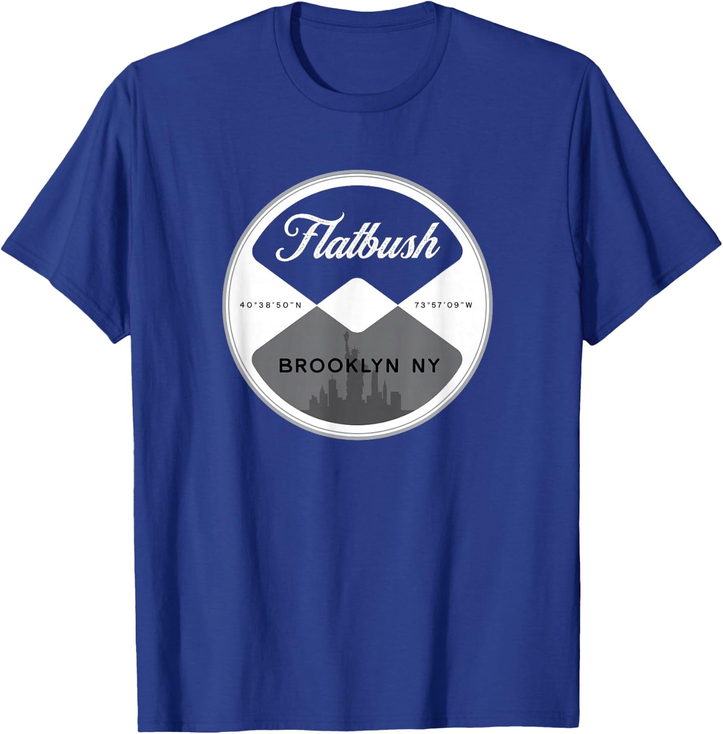 Flatbush Brooklyn New York City NYC Circle Graphic T-Shirt - T-Shirt | Royal