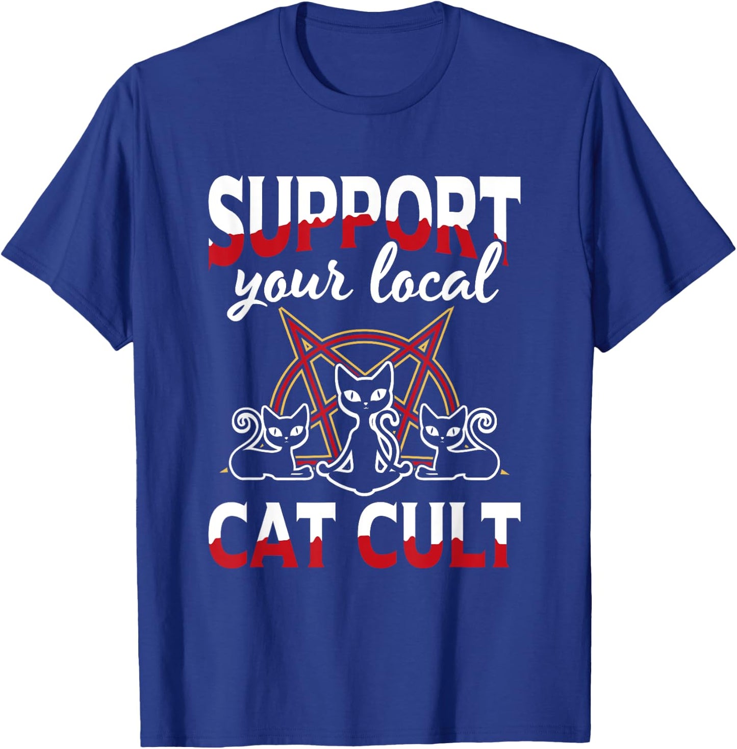 Support Your Local Cat Cult Gothic Baphomet Occult Demon Cat T-Shirt - T-Shirt | Royal