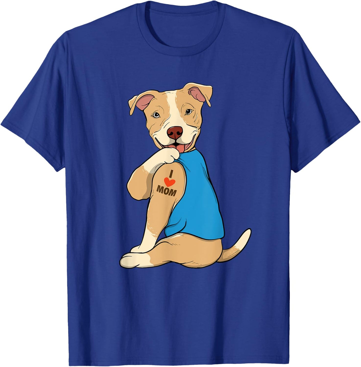 I Love Mom - Tattoo Pitbull Lover Dog Owner Canine Lover T-Shirt - T-Shirt | Royal