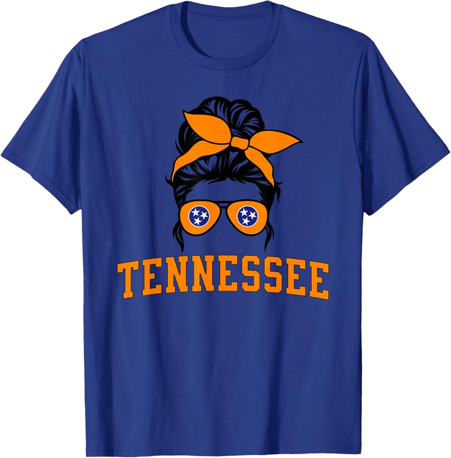 Tennessee State Women's Kids TN Orange Fan Messy Bun Hair T-Shirt - T-Shirt | Royal
