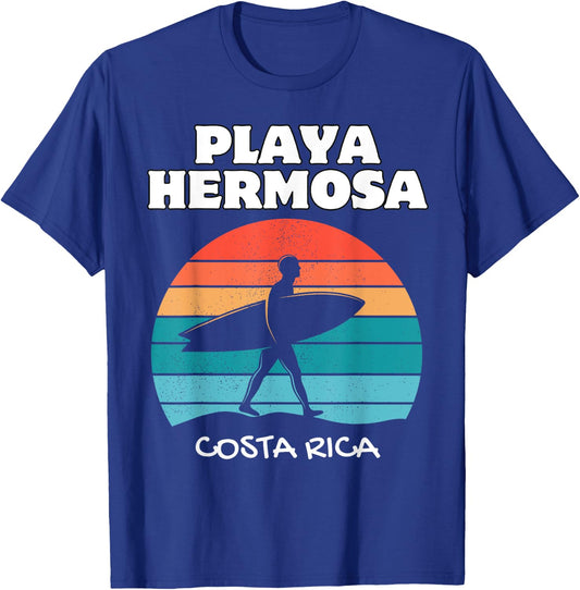 PLAYA HERMOSA COSTA RICA Surf Vacation Retro Sunset Surfing T-Shirt - T-Shirt | Royal