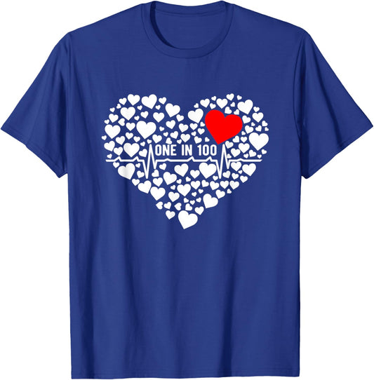 One in 100 CHD Warrior Congenital Heart Disease Awareness Small T-Shirt - T-Shirt | Royal