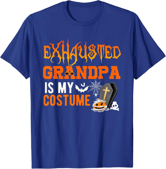 Exhausted Grandpa Is My Costume Halloween Funny Family Kids T-Shirt - T-Shirt | Royal