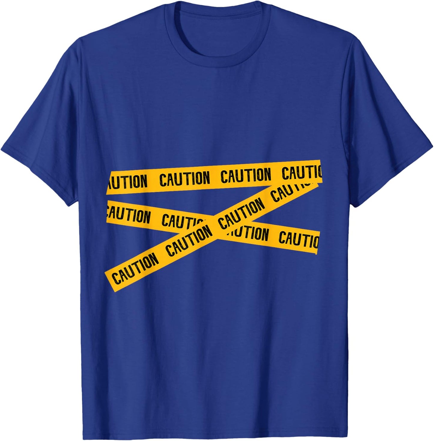 CAUTION! Graphic Caution Tape Warning T-Shirt - T-Shirt | Royal