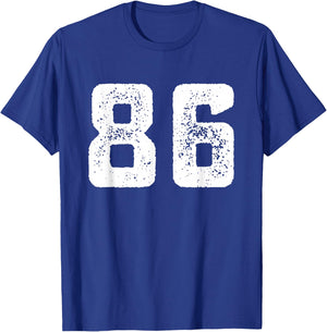 Number 86 Years Anniversary Sports Team Player T-Shirt - T-Shirt | Royal
