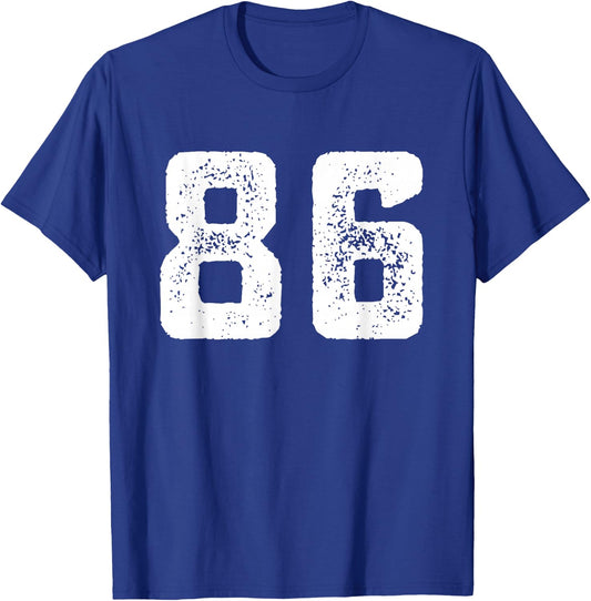 Number 86 Years Anniversary Sports Team Player T-Shirt - T-Shirt | Royal
