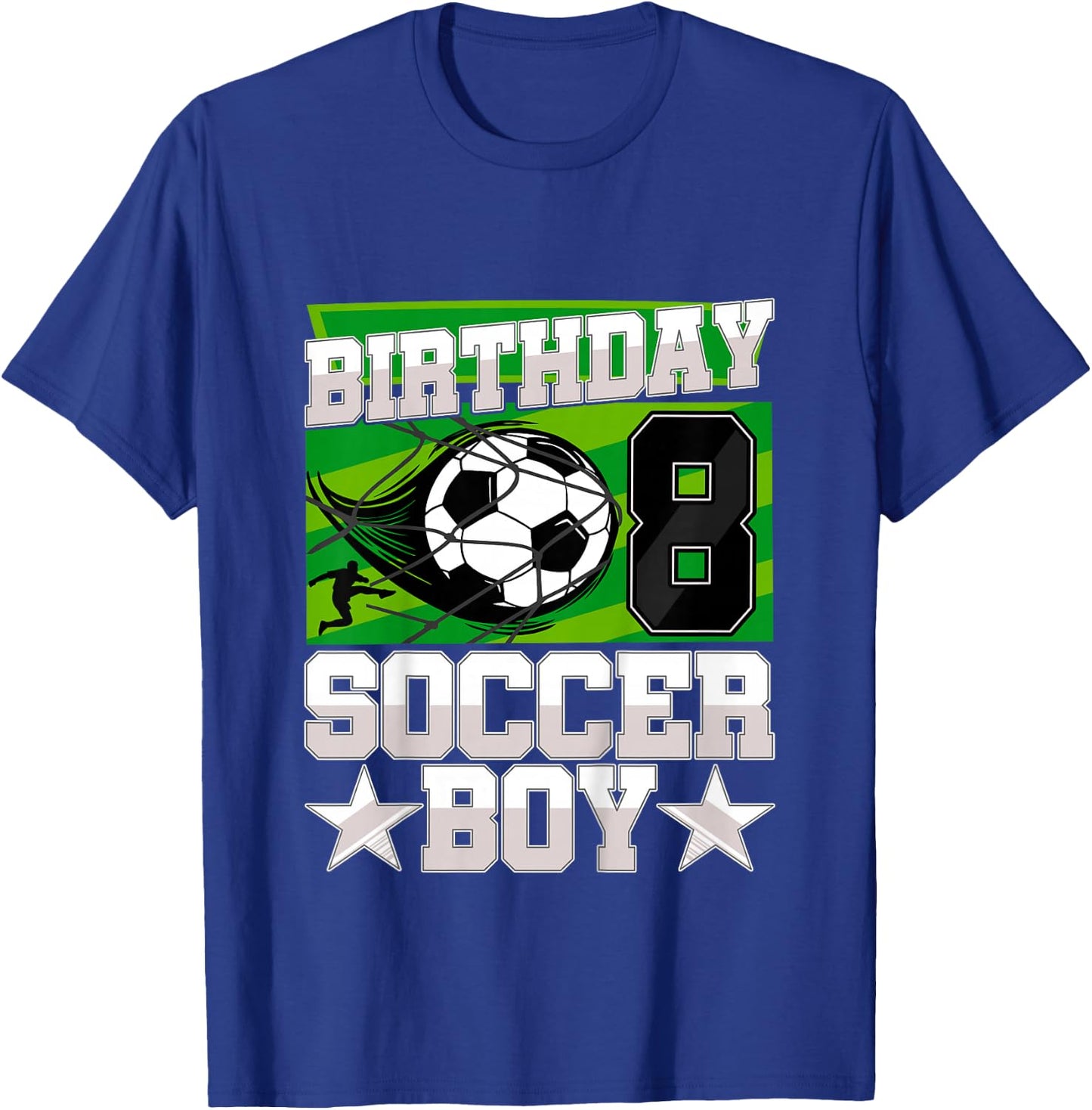 Kids Soccer Birthday Party - 8th Birthday Boy 8 Years Old T-Shirt - T-Shirt | Royal