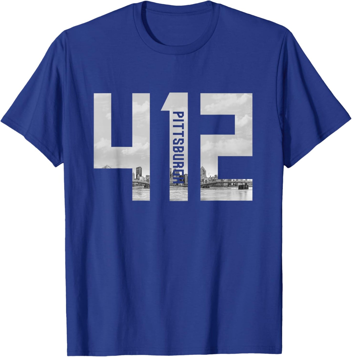 Vintage Pittsburgh Pennsylvania 412 Area Code Skyline T-Shirt - T-Shirt | Royal