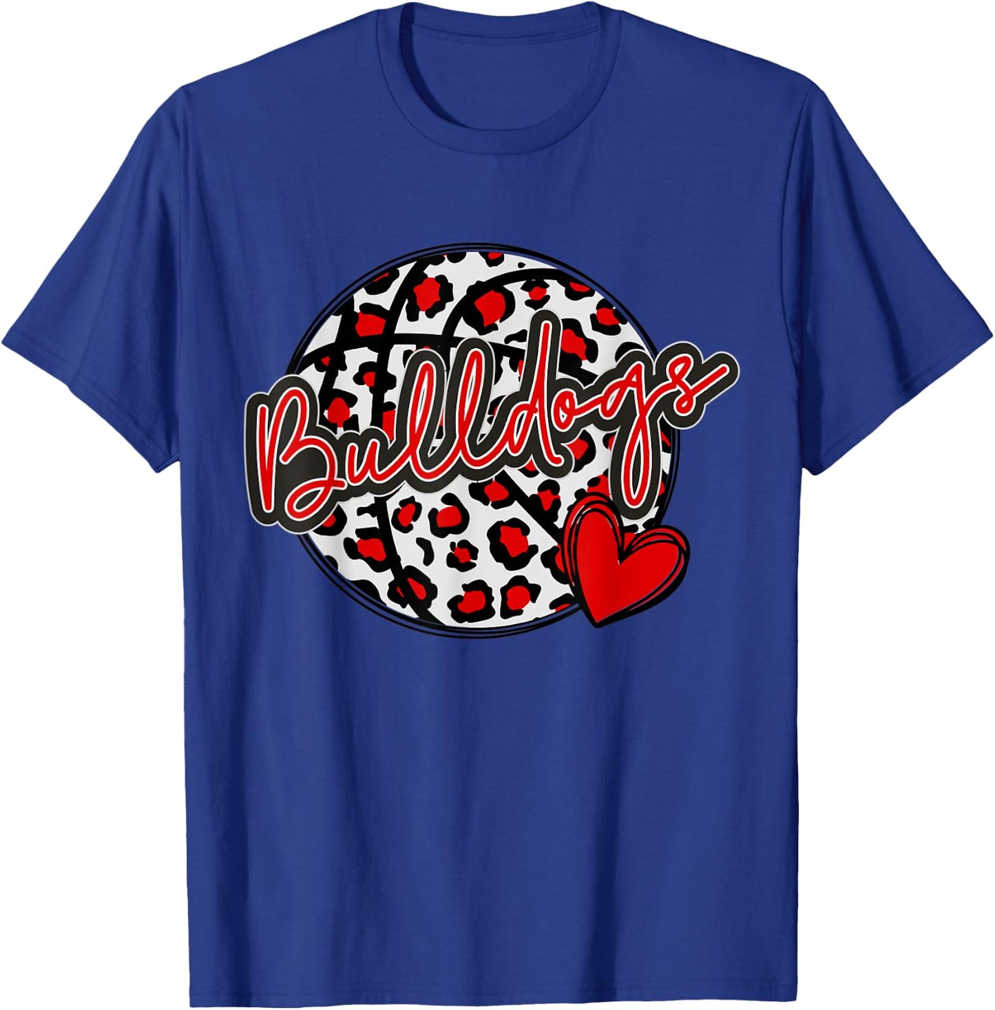 Leopard Cheetah Basketball BULLDOGS Spirit Game T-Shirt - T-Shirt | Royal