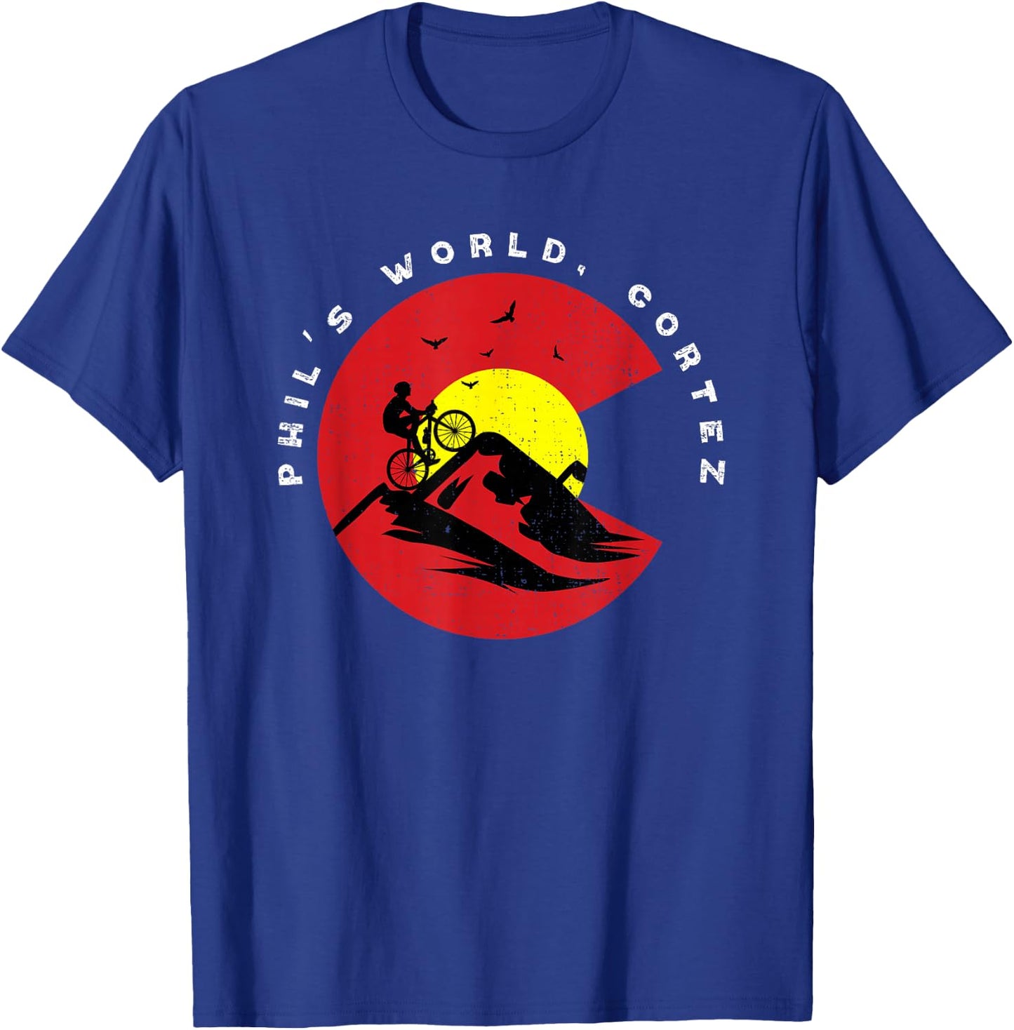 Phil's World Cortez Colorado Mountain Biking Trail MTB Bike T-Shirt - T-Shirt | Royal