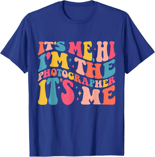 Its Me Hi I'm The Photographer Retro Groovy Trendy T-Shirt - T-Shirt | Royal