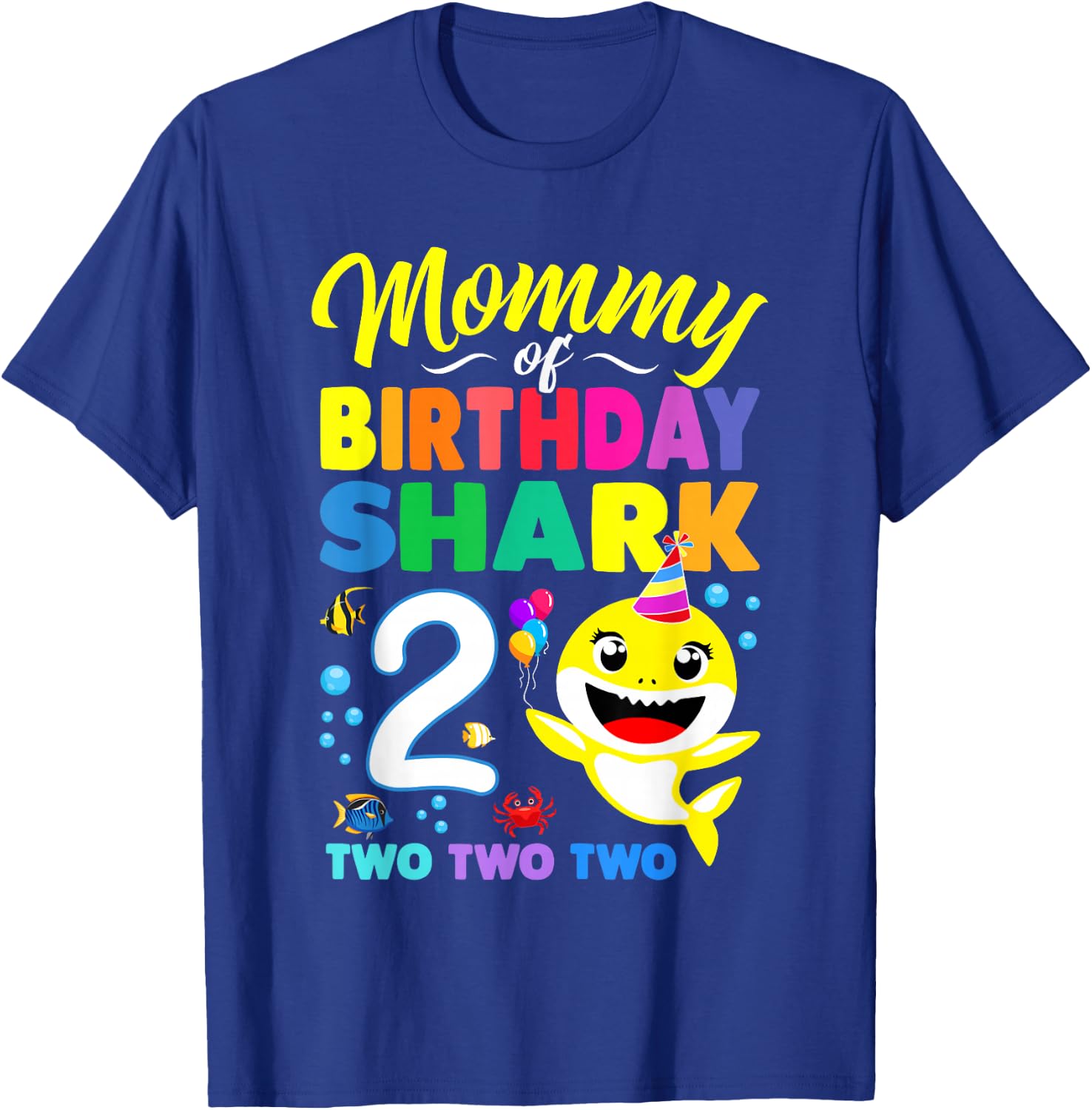 Mommy of Birthday Shark 2nd Matching Oufit Party for Family T-Shirt - T-Shirt | Royal