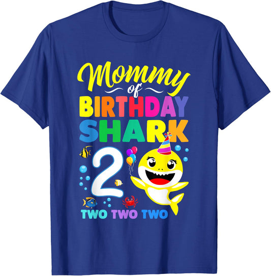 Mommy of Birthday Shark 2nd Matching Oufit Party for Family T-Shirt - T-Shirt | Royal