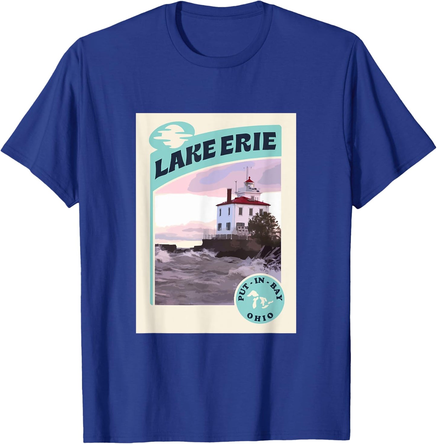 Vintage Put In Bay Lake Erie Ohio Lighthouse Travel Souvenir T-Shirt - T-Shirt | Royal