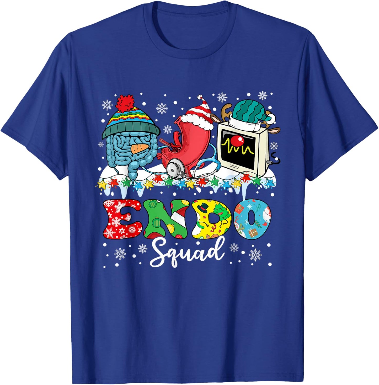 Endoscopy Squad Stomach Santa Hat Endoscopy Tech Christmas T-Shirt - T-Shirt | Royal