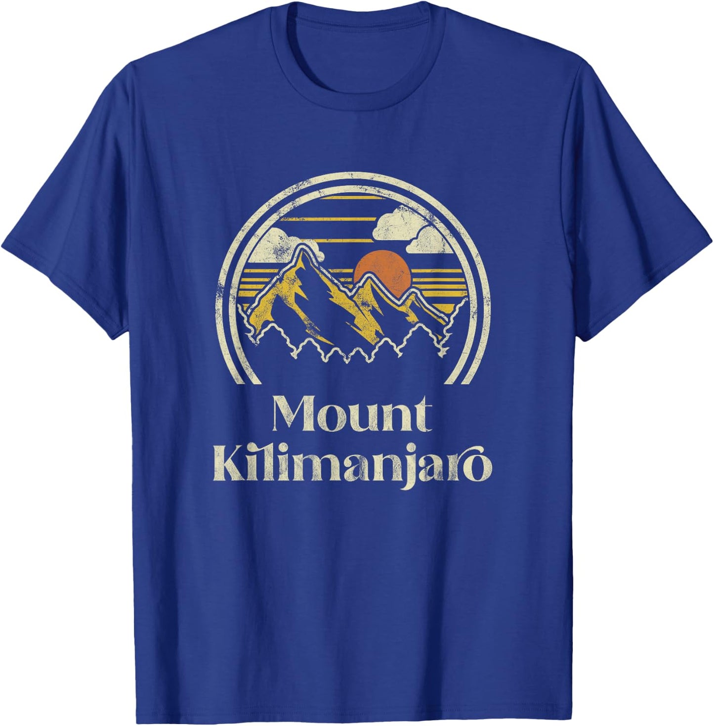 Mount Kilimanjaro Mountains Tanzania Hiking Outdoors Retro T-Shirt - T-Shirt | Royal