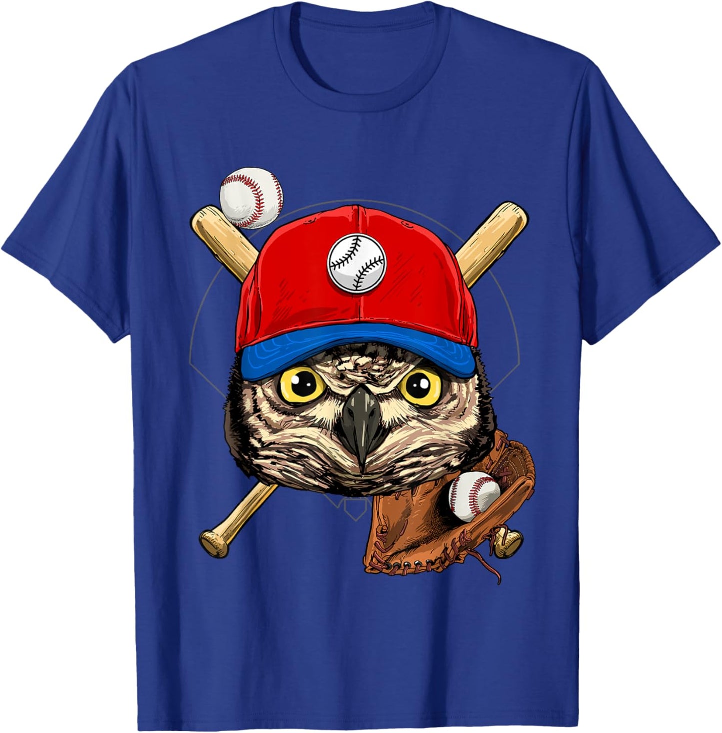 Owl Baseball Owl Lovers Baseball Player T-Shirt - T-Shirt | Royal