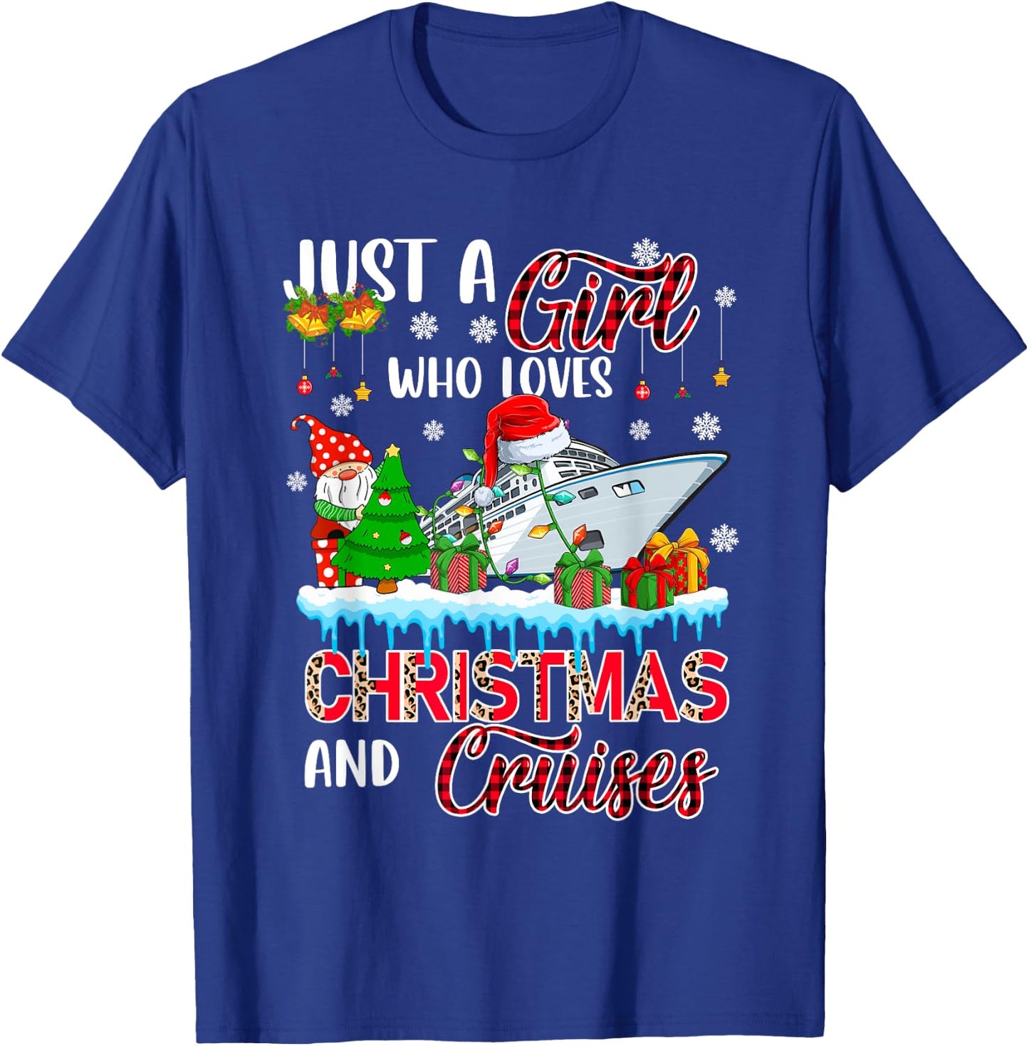 Just A Girl Loves Christmas And Cruises Santa Cruise Gnome T-Shirt - T-Shirt | Royal