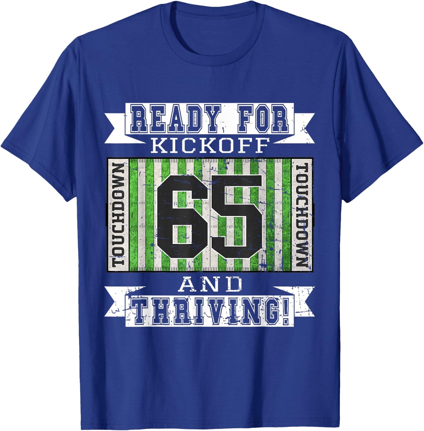 65th Football Birthday Party - 65 Years Old Football Fan T-Shirt - T-Shirt | Royal