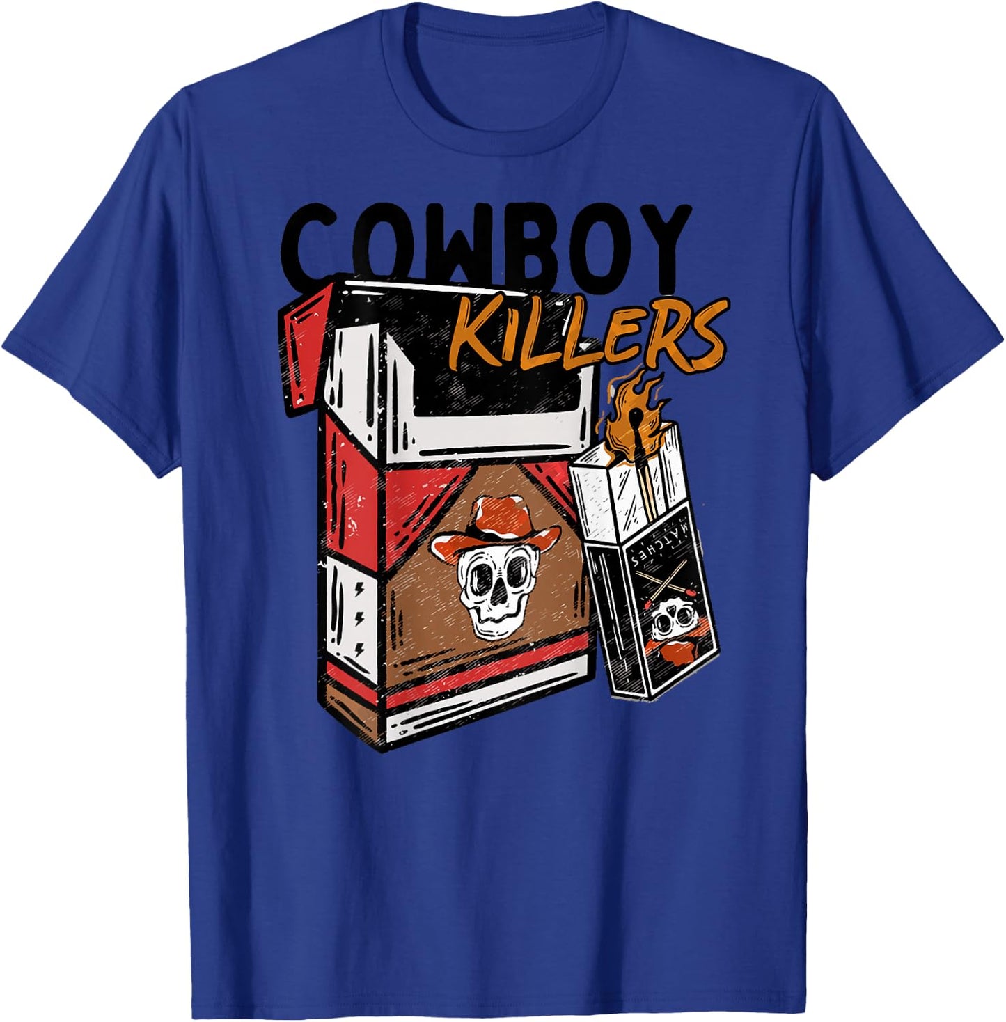 Vintage Retro Cowboy Killers Funny Skeleton Men Women T-Shirt - T-Shirt | Royal