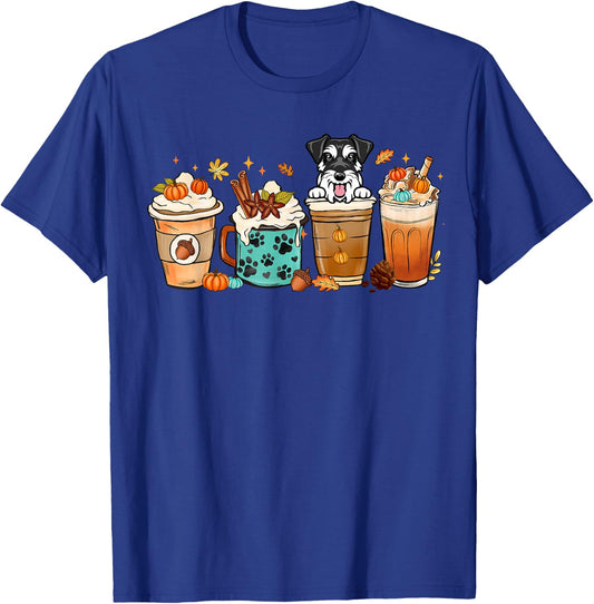Mini Schnauzer Dog Fall Autumn Coffee Cups Halloween Pet Dog Women T-Shirt - T-Shirt | Royal