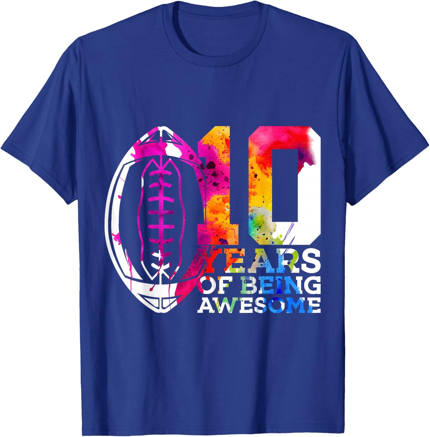 10 Years of Being Awesome Football 10th Birthday T-Shirt - T-Shirt | Royal