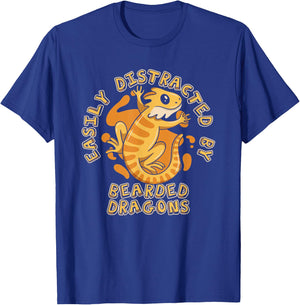 Easily Distracted By Bearded Dragons Pogona Bearded Dragon T-Shirt - T-Shirt | Royal