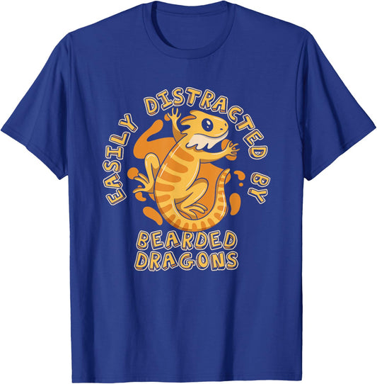Easily Distracted By Bearded Dragons Pogona Bearded Dragon T-Shirt - T-Shirt | Royal