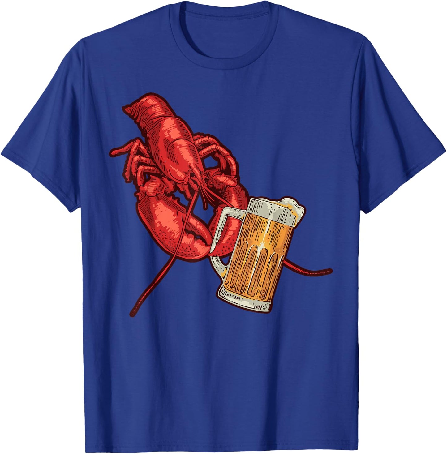 Lobster Crustacean Beer Drinking Funny Lobster T-Shirt - T-Shirt | Royal
