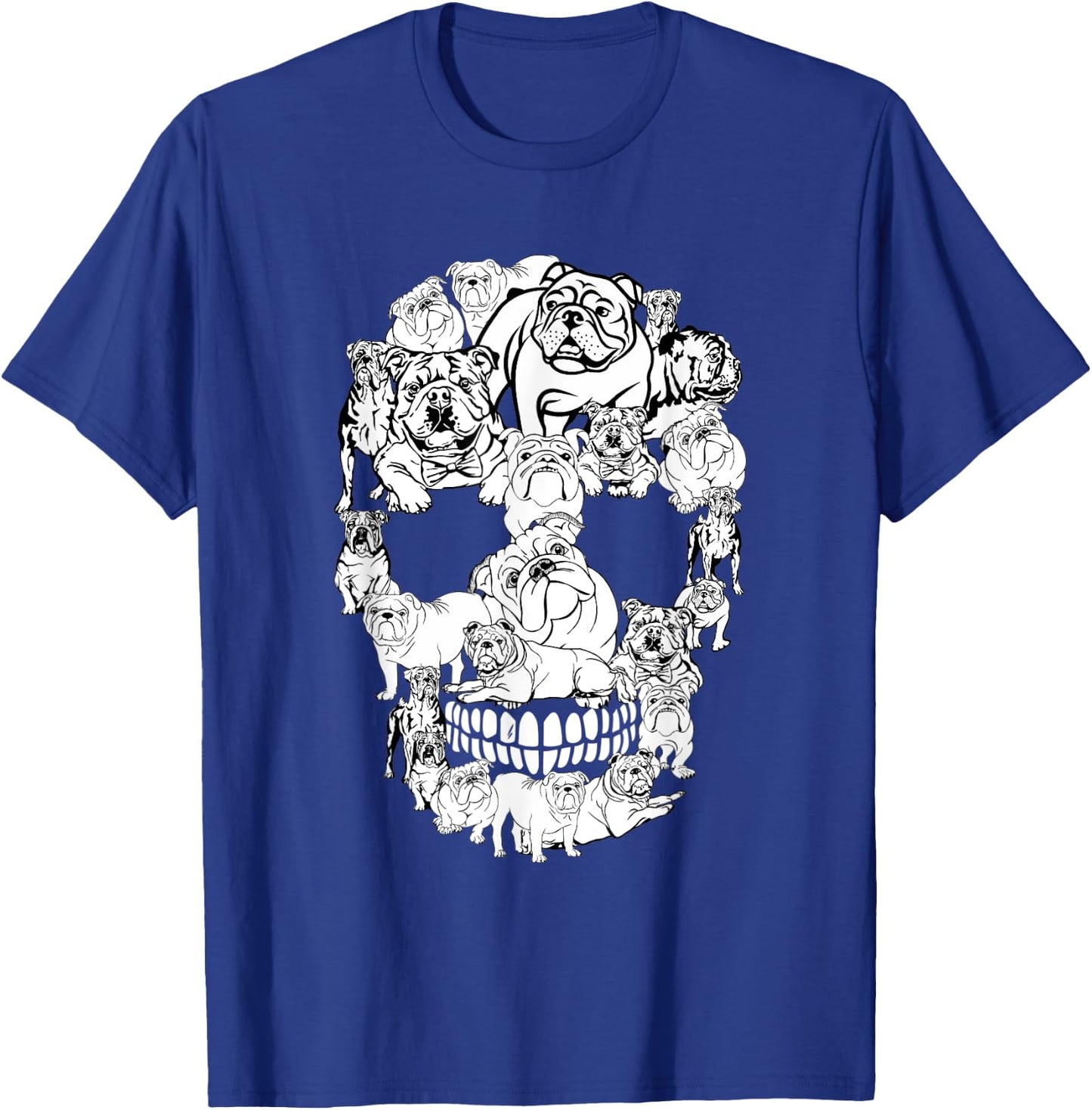 English Bulldog Skull Dog Lovers Horror Halloween Costumes Men Women Kids T-Shirt - T-Shirt | Royal