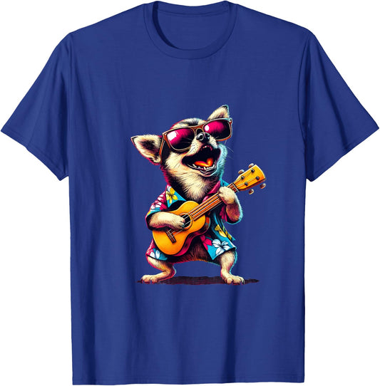 Chihuahua Wearing a Hawaiian Shirt, Playing a Ukulele T-Shirt - T-Shirt | Royal