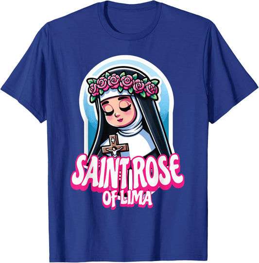 St Rose of Lima Catholic Saint Peru Philippines Crucifix T-Shirt - T-Shirt | Royal