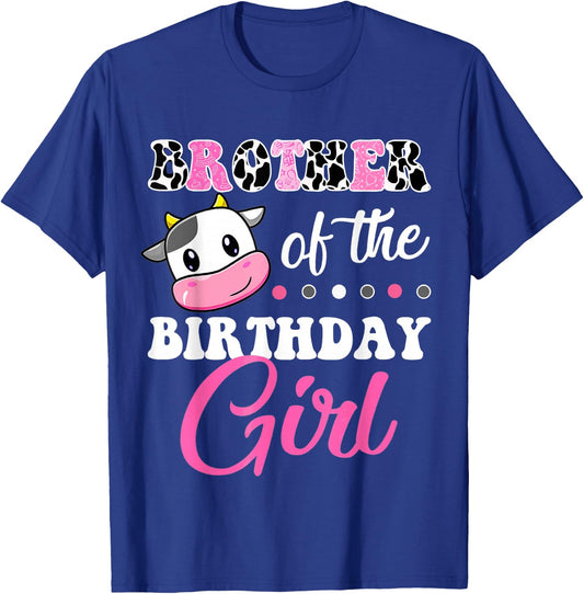 Brother Of The Birthday Girl Family Matching Farm Cow T-Shirt - T-Shirt | Royal