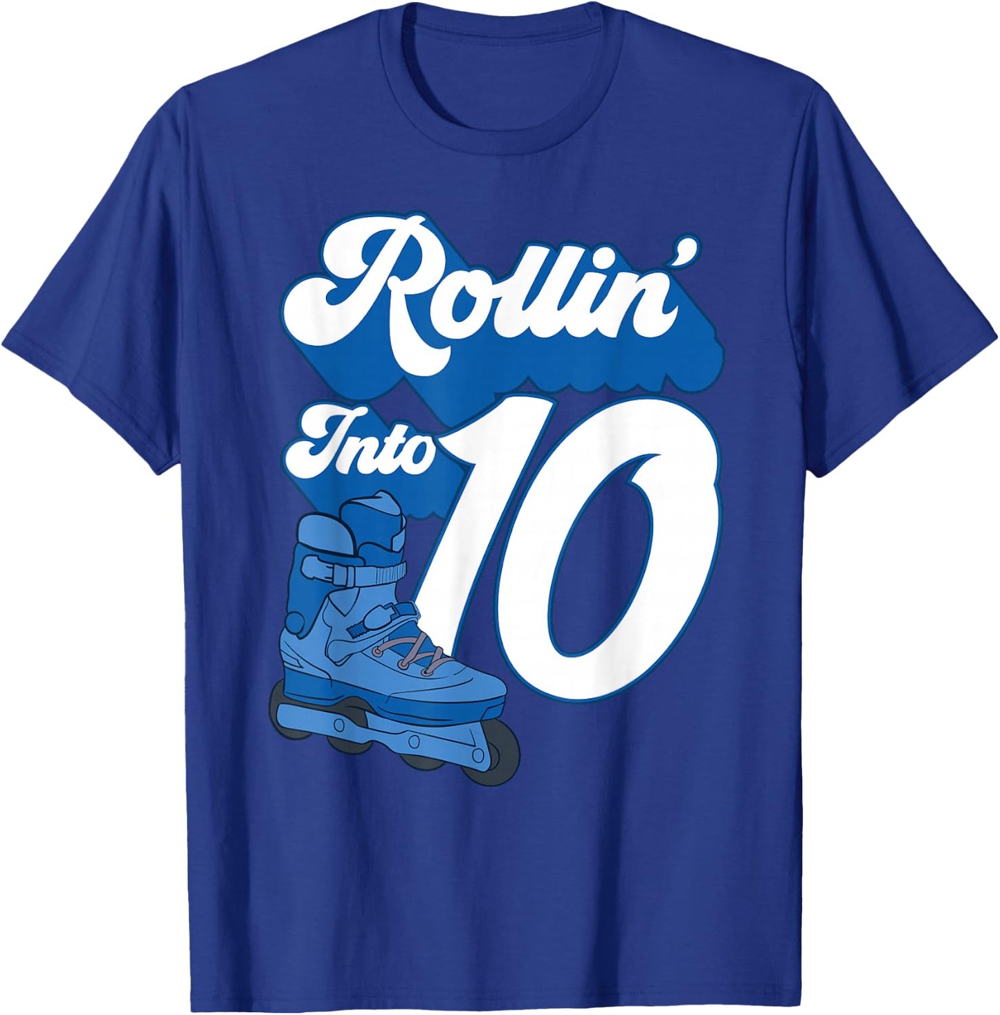 Rollin' Into 10 Roller Skating Birthday 10th Boy Kids Skate T-Shirt - T-Shirt | Royal