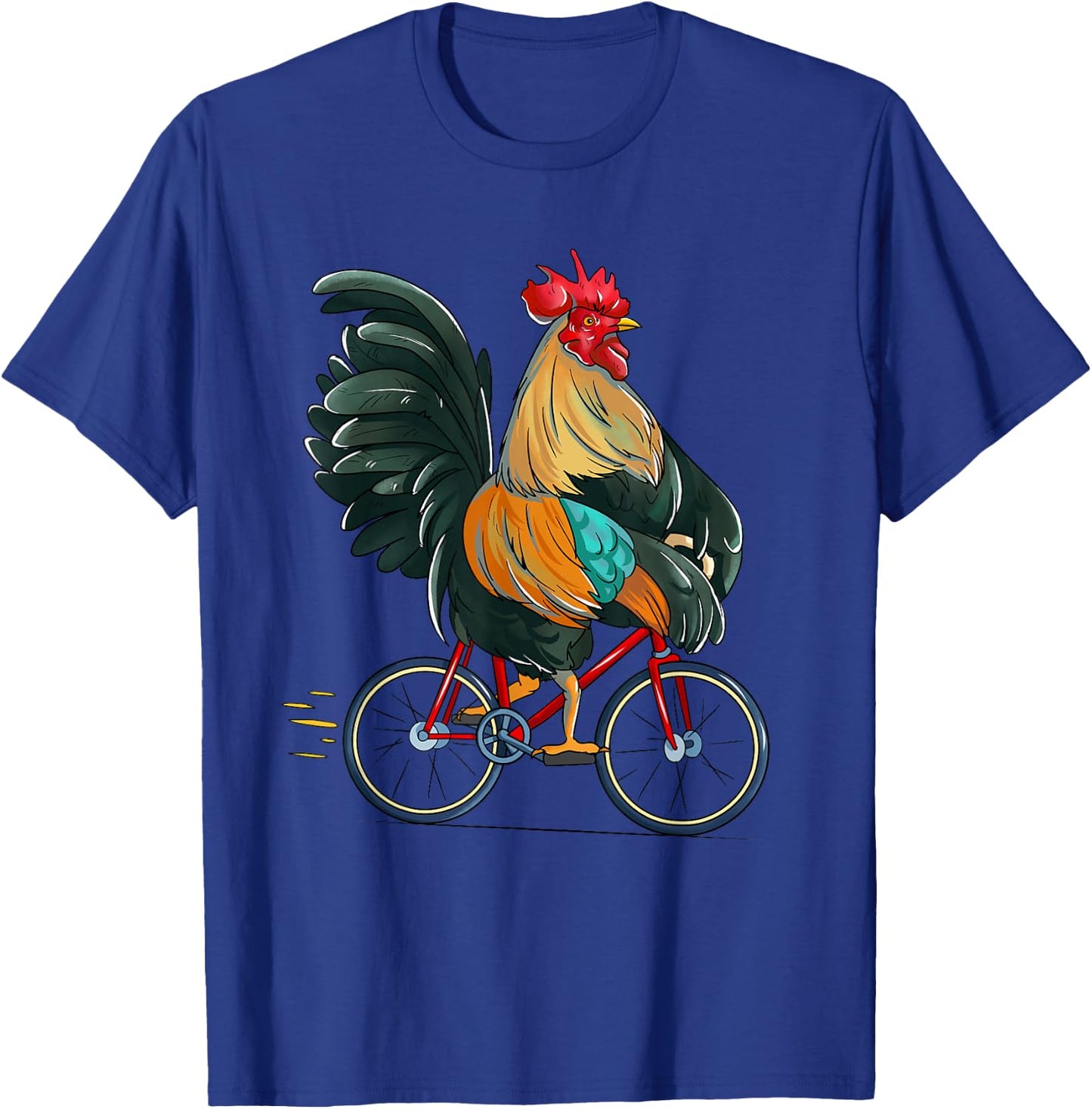 Rooster Riding Bicycle Cute Biker Cyclist T-Shirt - T-Shirt | Royal