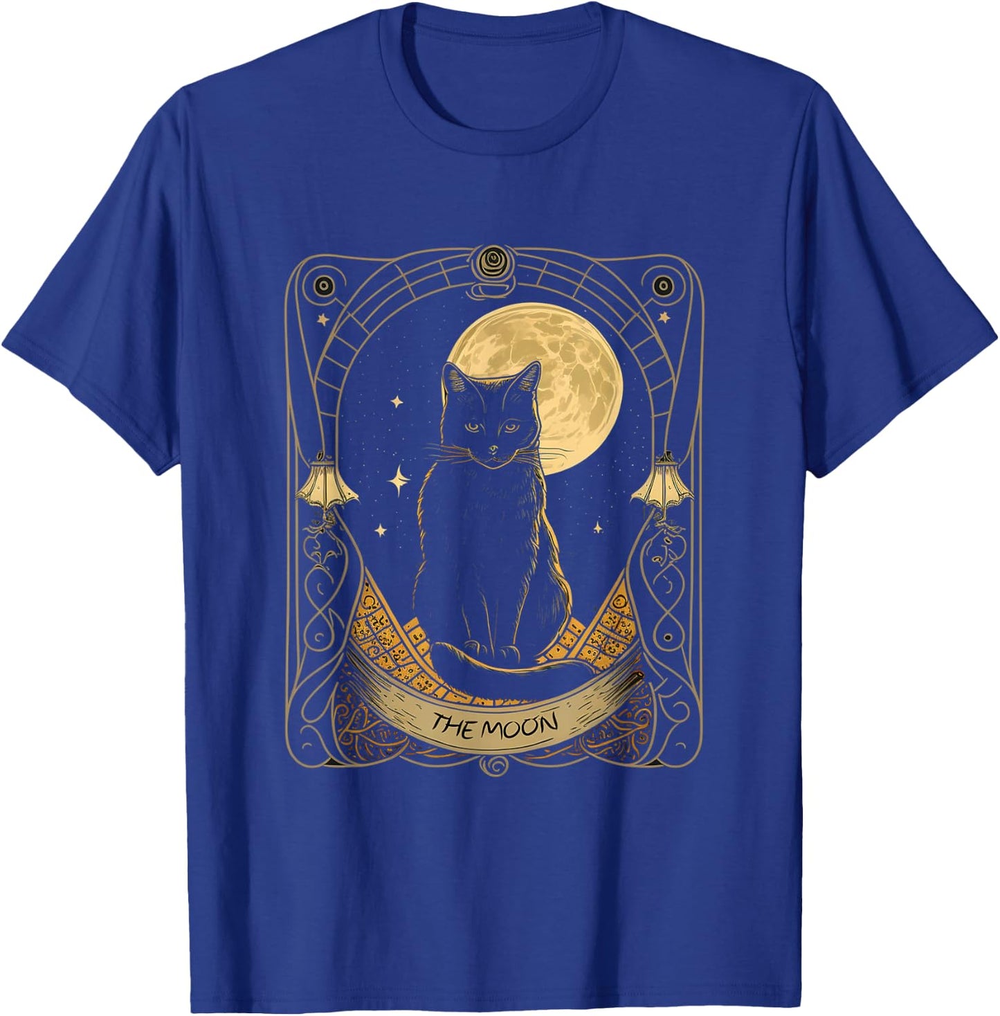 Tarot Card Crescent Moon And Cat Graphic T-Shirt - T-Shirt | Royal