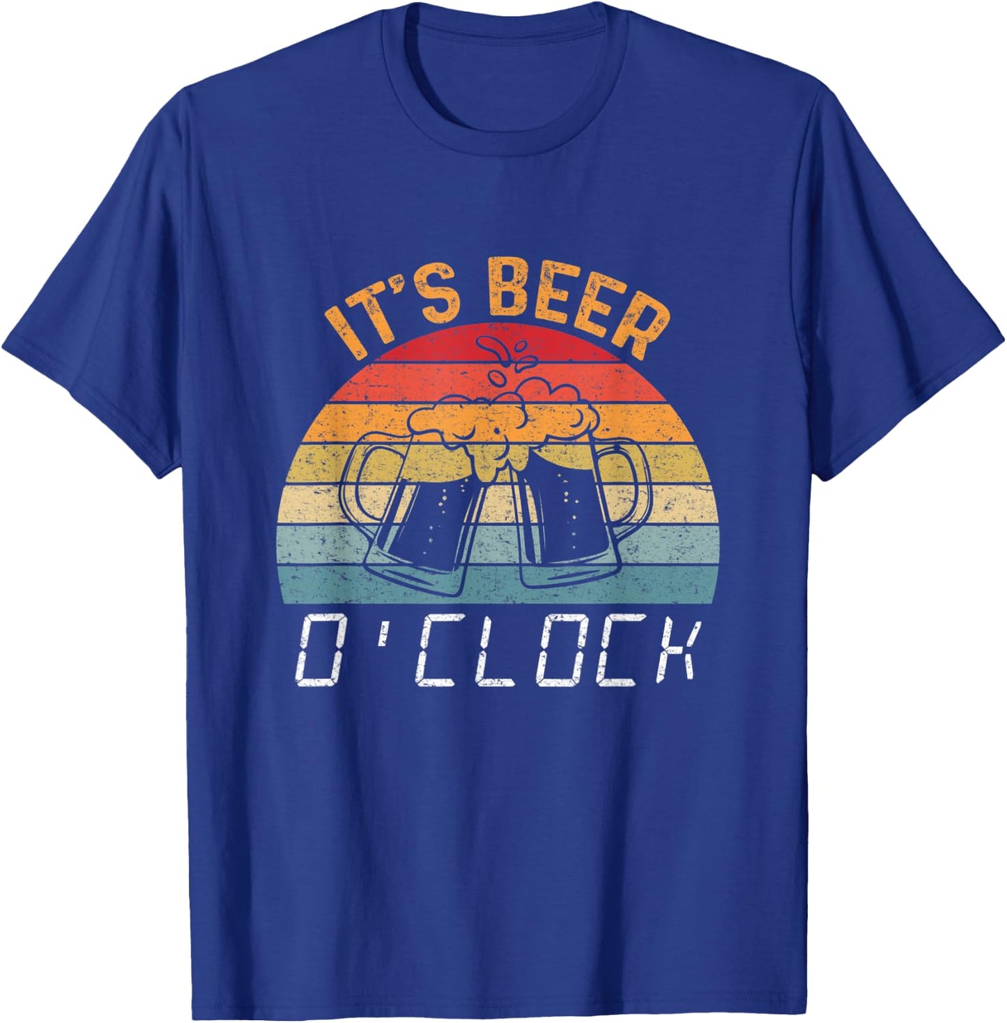 It's Beer O'clock Beer Time Drinkers Funny Retro Vintage T-Shirt - T-Shirt | Royal