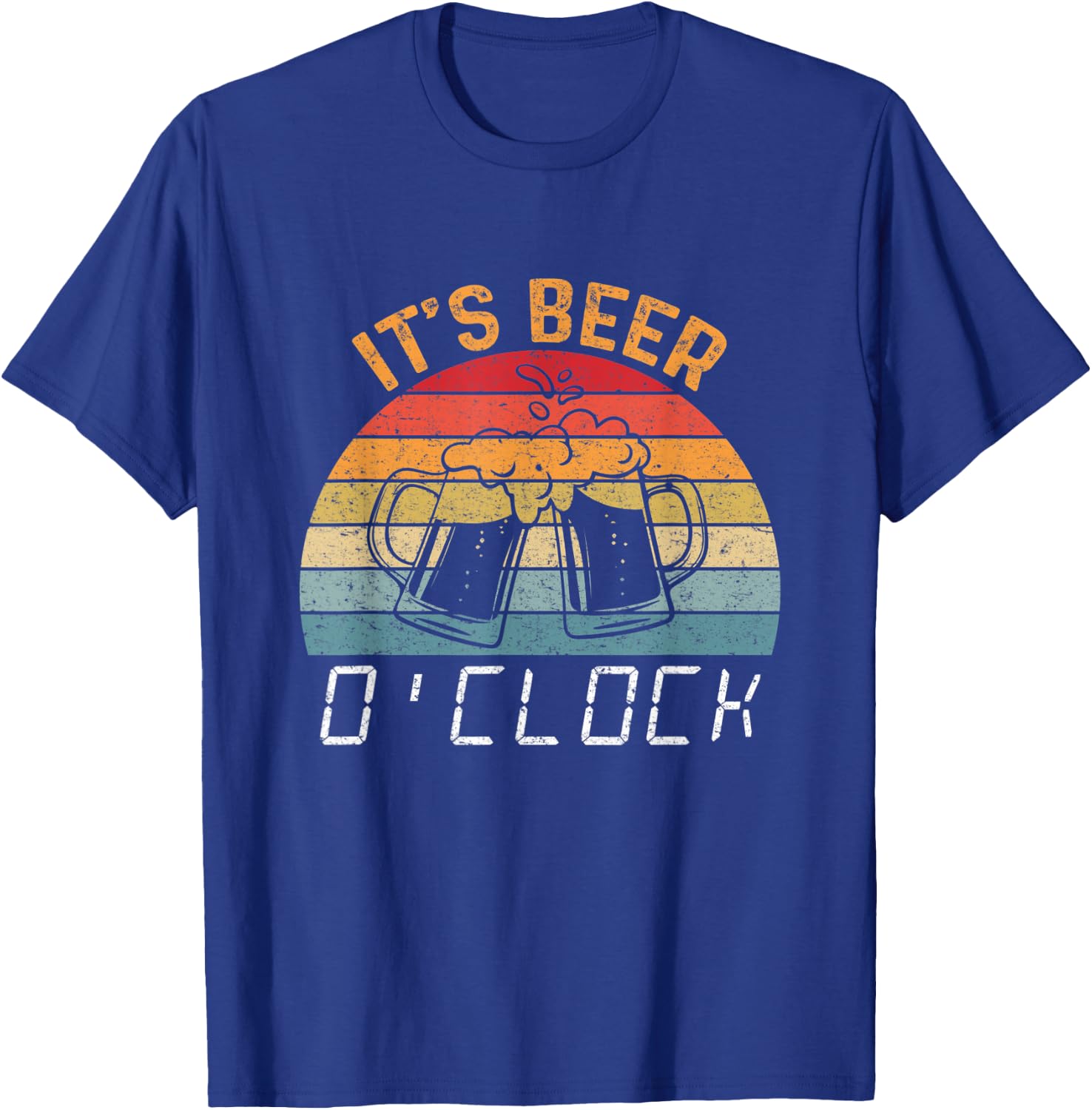 It's Beer O'clock Beer Time Drinkers Funny Retro Vintage T-Shirt - T-Shirt | Royal