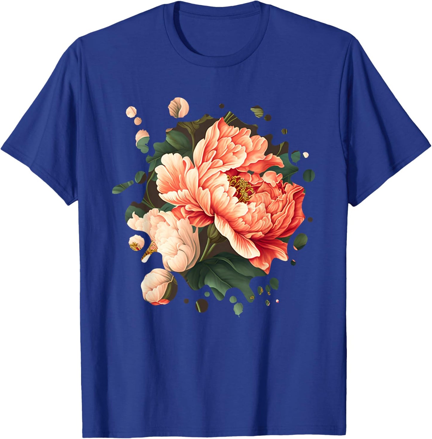 Vintage Peony Inspired Flower Plant Lover Funny gardening T-Shirt - T-Shirt | Royal