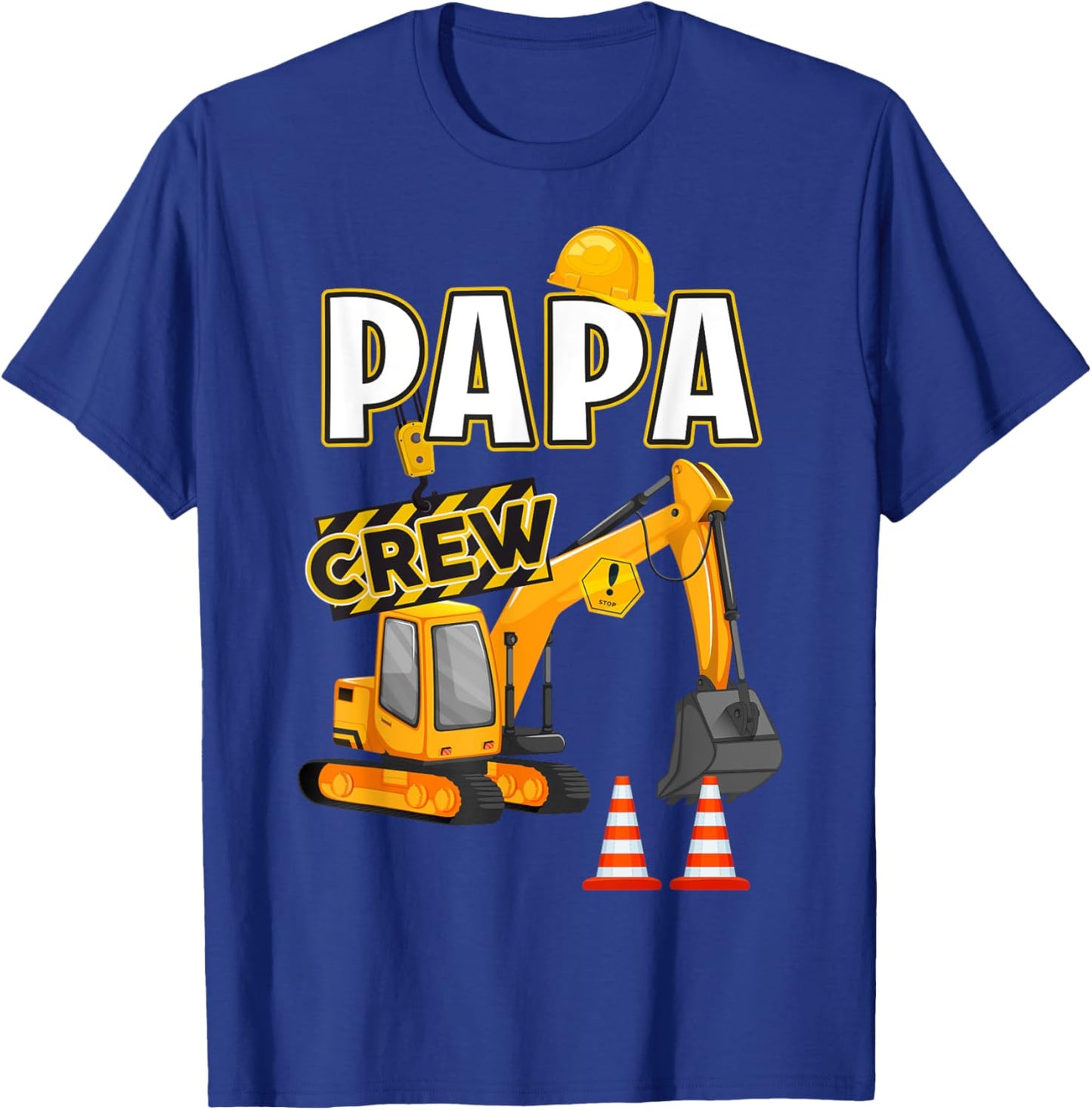 Papa of The Birthday Crew Construction B-Day Matching Family T-Shirt - T-Shirt | Royal