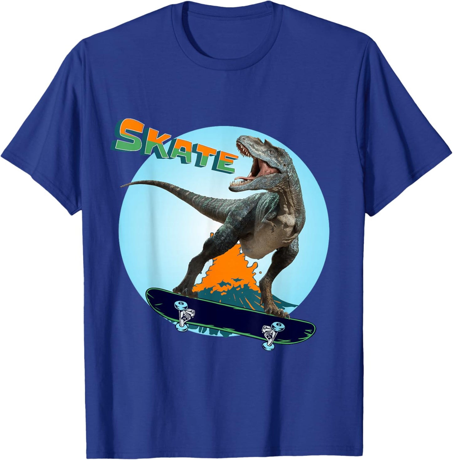 Cool Boys Skateboarding T Rex Dinosaur Skateboard Skate T-Shirt - T-Shirt | Royal