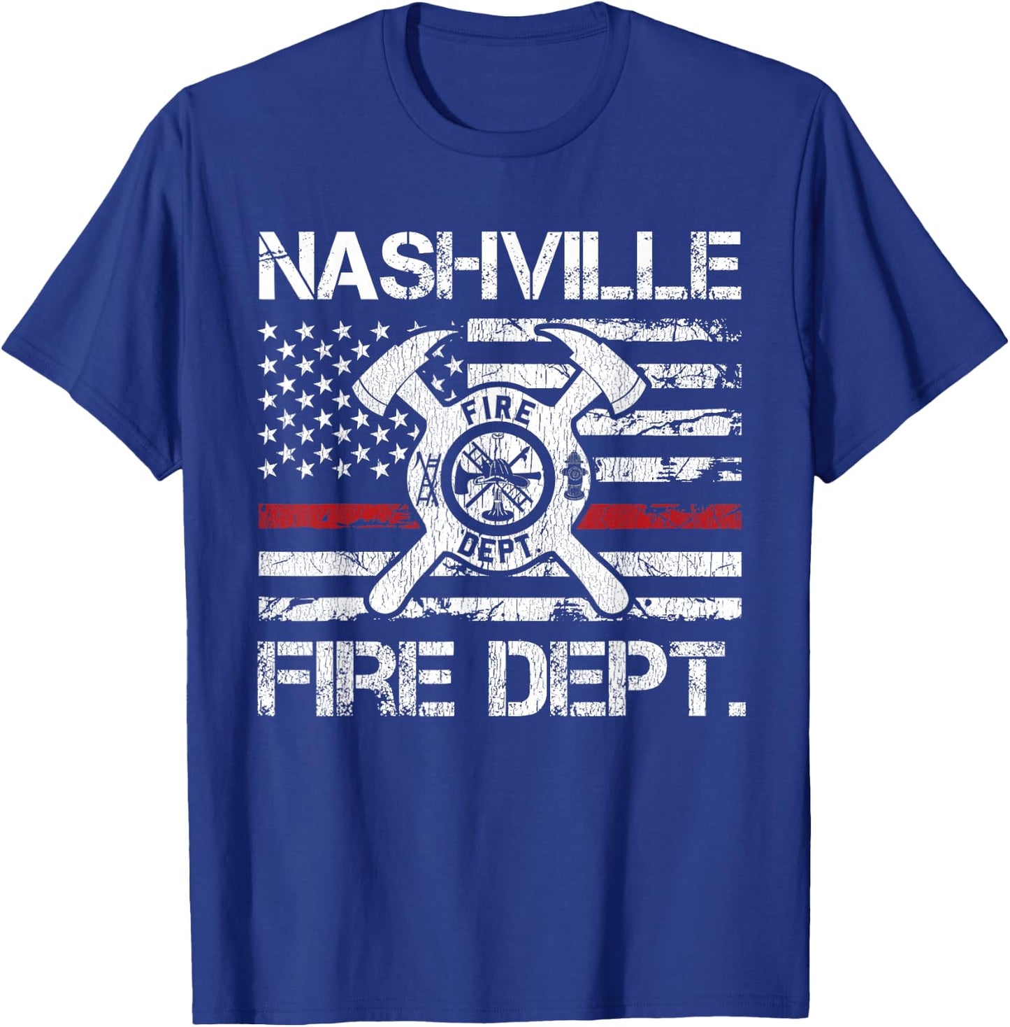 Nashville Tennessee Fire Department Thin Red Line Fireman T-Shirt - T-Shirt | Royal