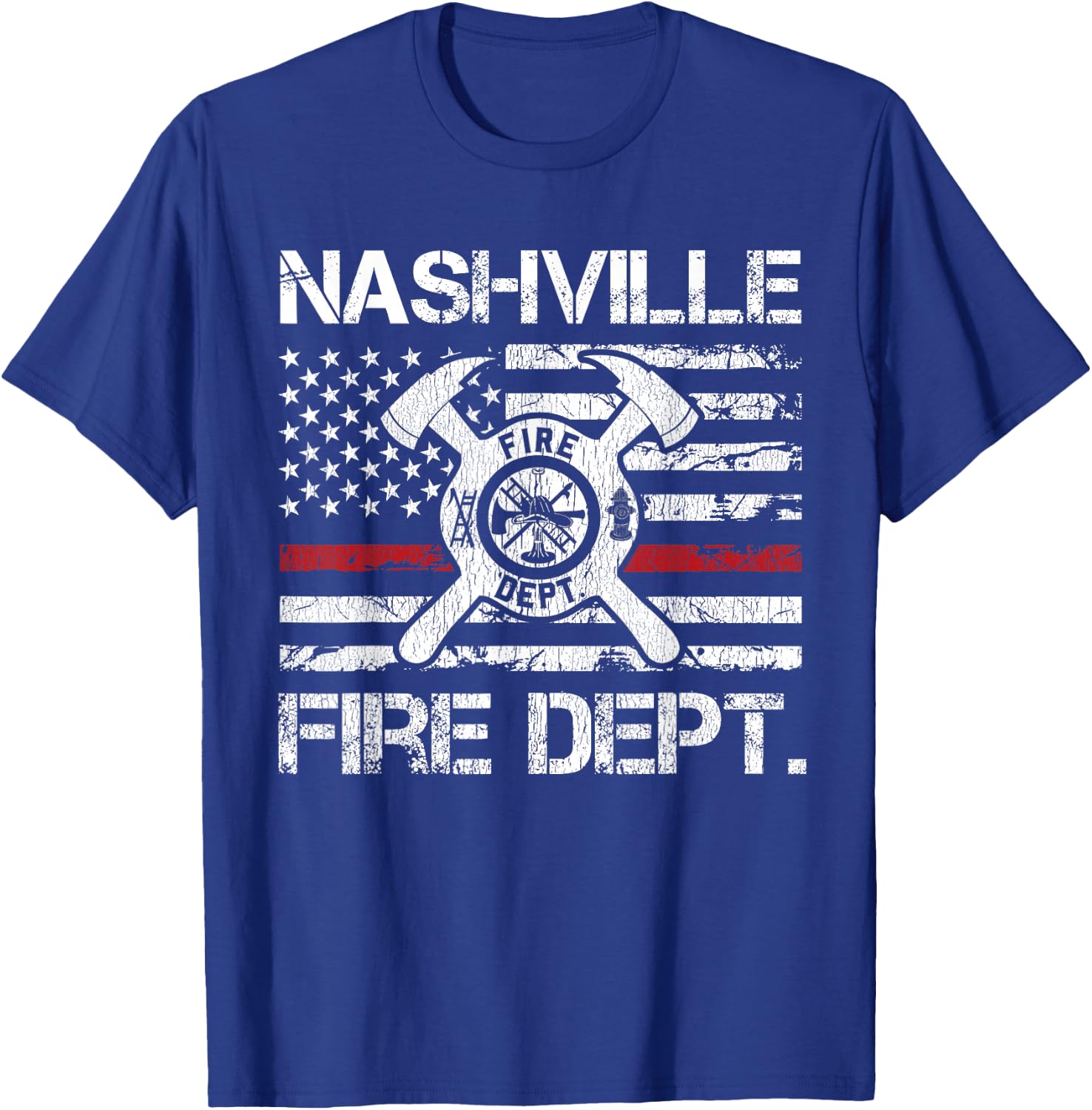 Nashville Tennessee Fire Department Thin Red Line Fireman T-Shirt - T-Shirt | Royal