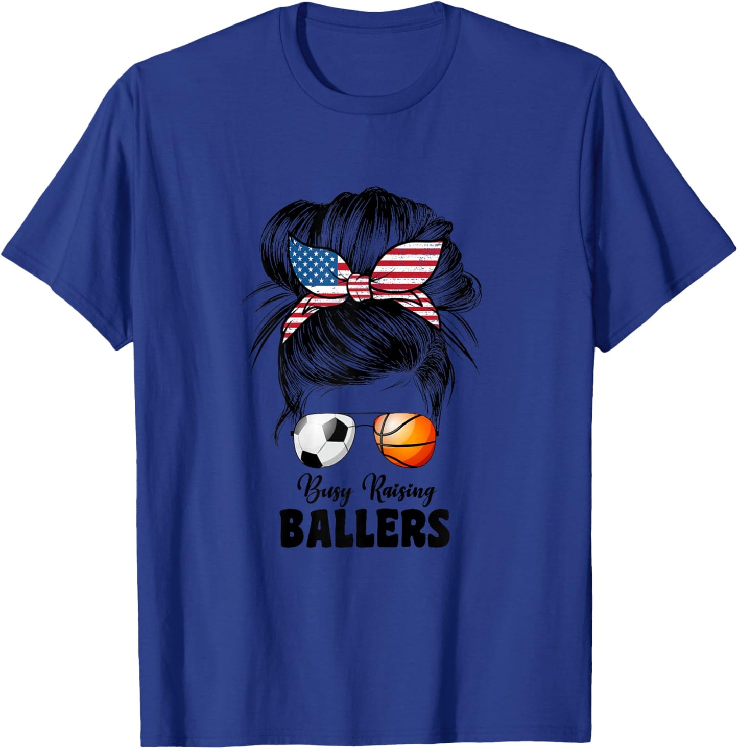 Busy Raising Ballers Soccer And Basketball Mom Mom T-Shirt - T-Shirt | Royal