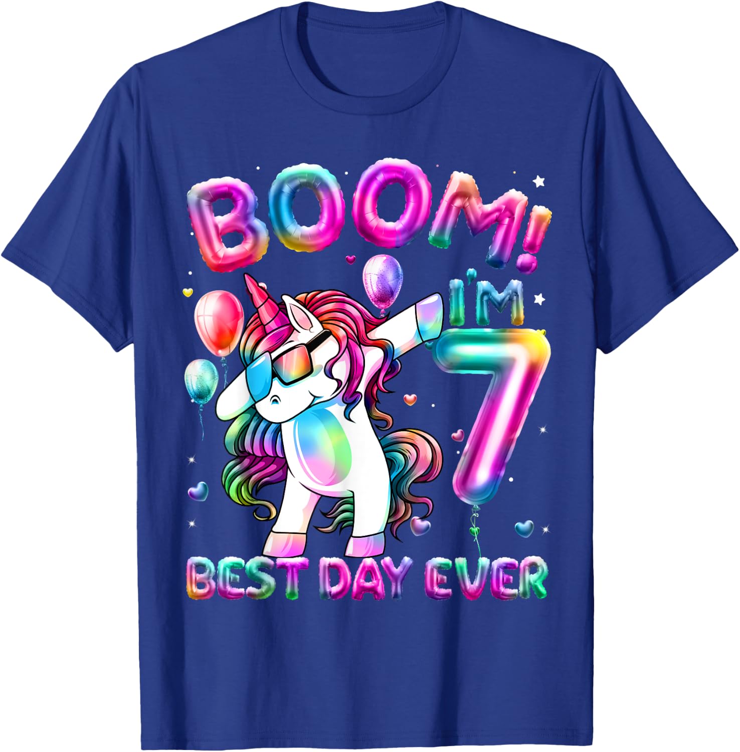 7 Years Old Dabbing Unicorn Gifts 7th Birthday Girl Party T-Shirt - T-Shirt | Royal