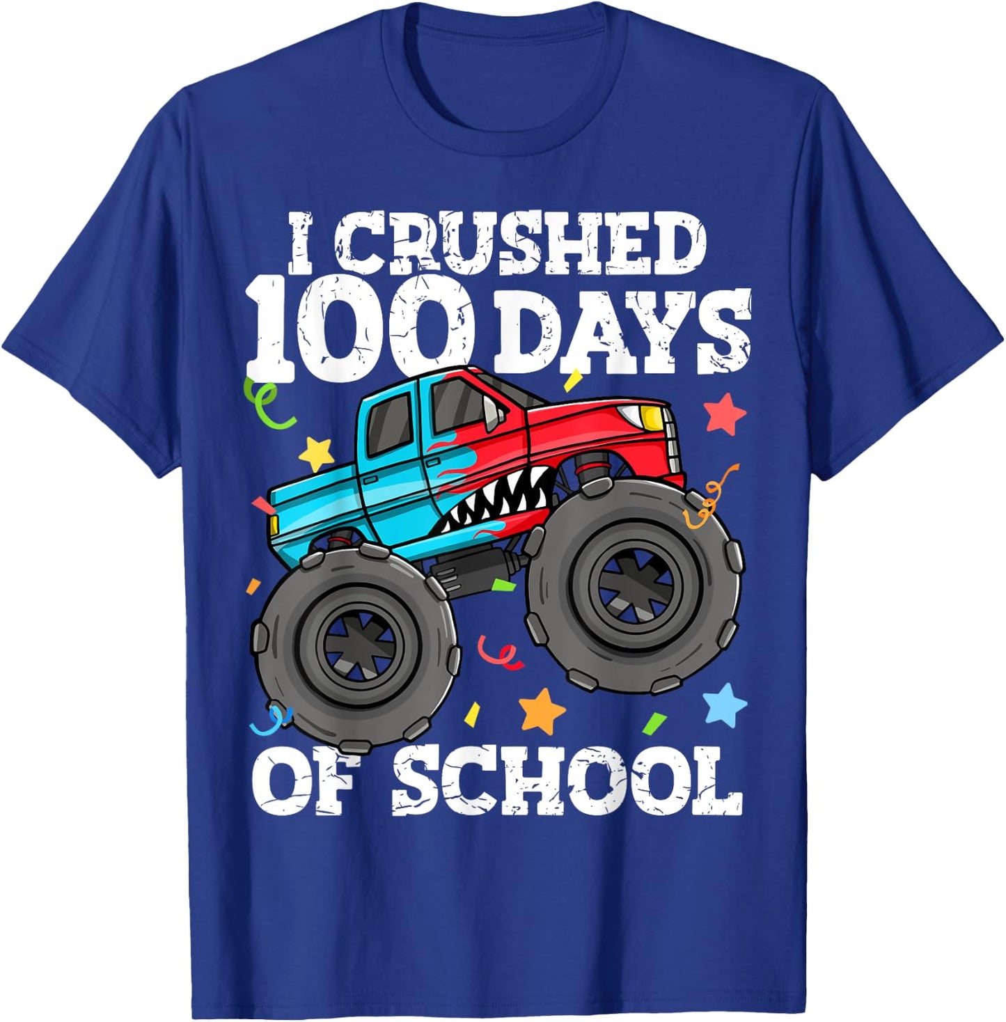 100 Days of School Monster Truck 100th Day of School Boys T-Shirt - T-Shirt | Royal