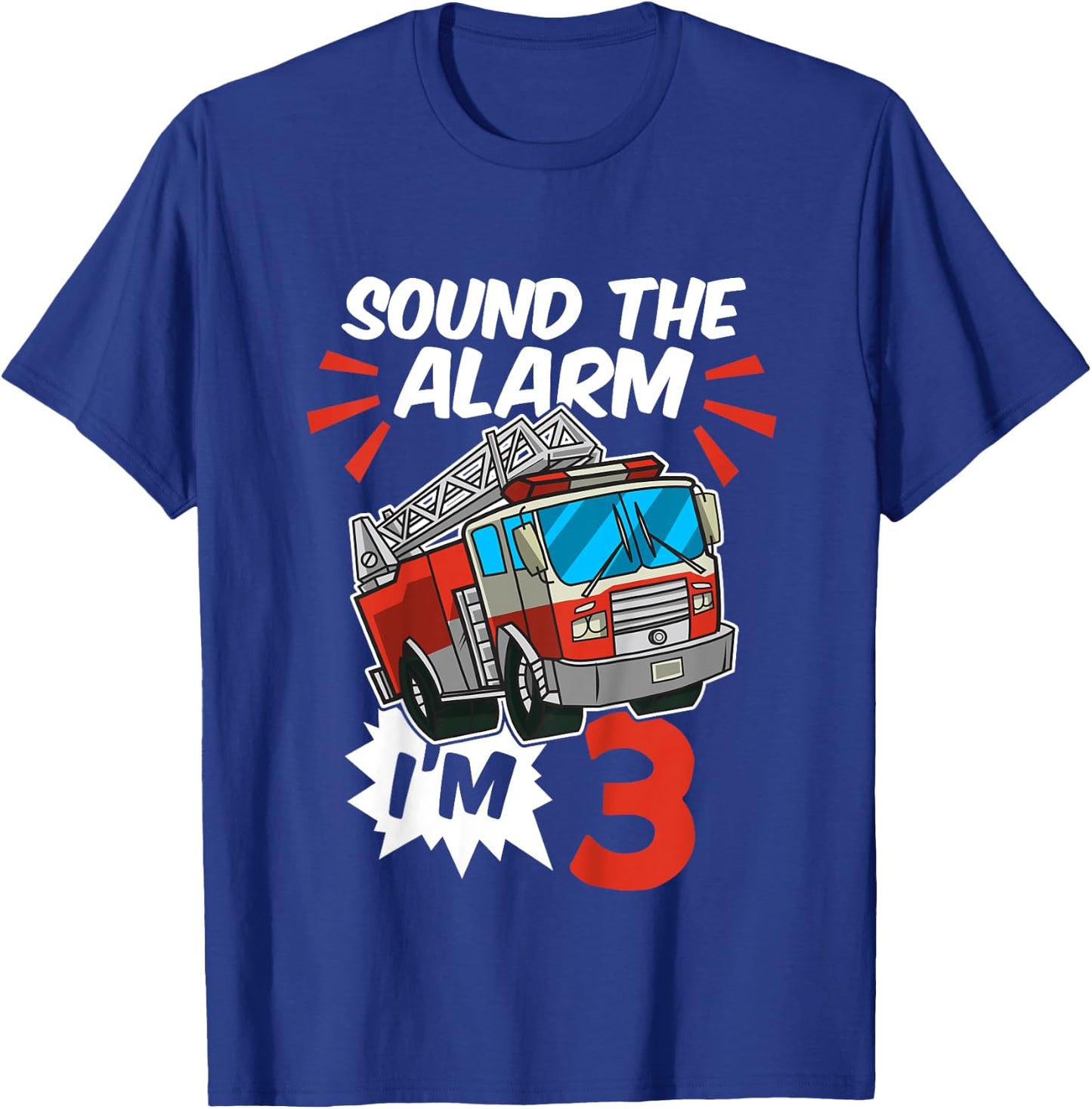Firefighter I'm 3 Birthday Fire Truck 3rd birthday T-Shirt - T-Shirt | Royal
